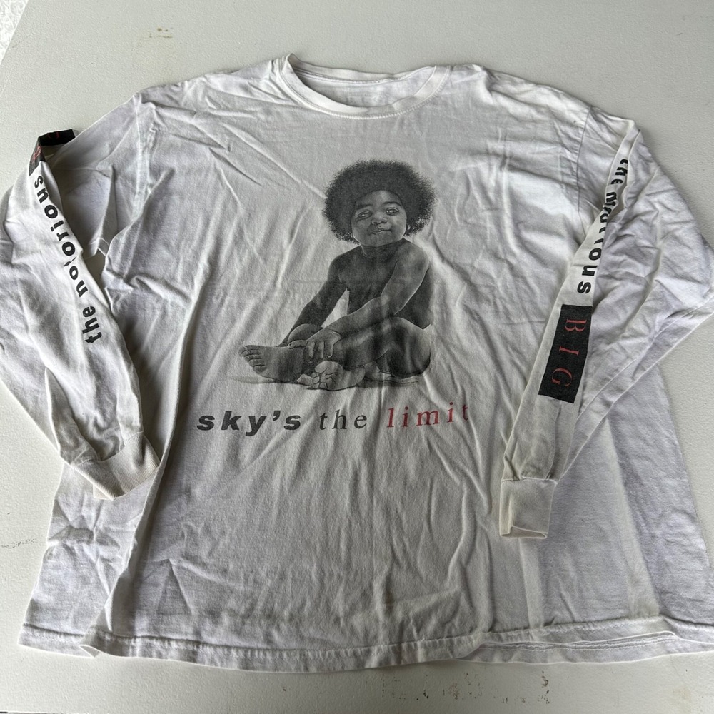 Notorious Big Biggie Afro Baby Sky's the Limit Black T-Shirt Adult XL